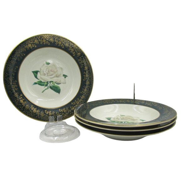Stradford Other - Stradford Rim Soup Bowl Chantilly Dark Green Gold Floral Set of 4